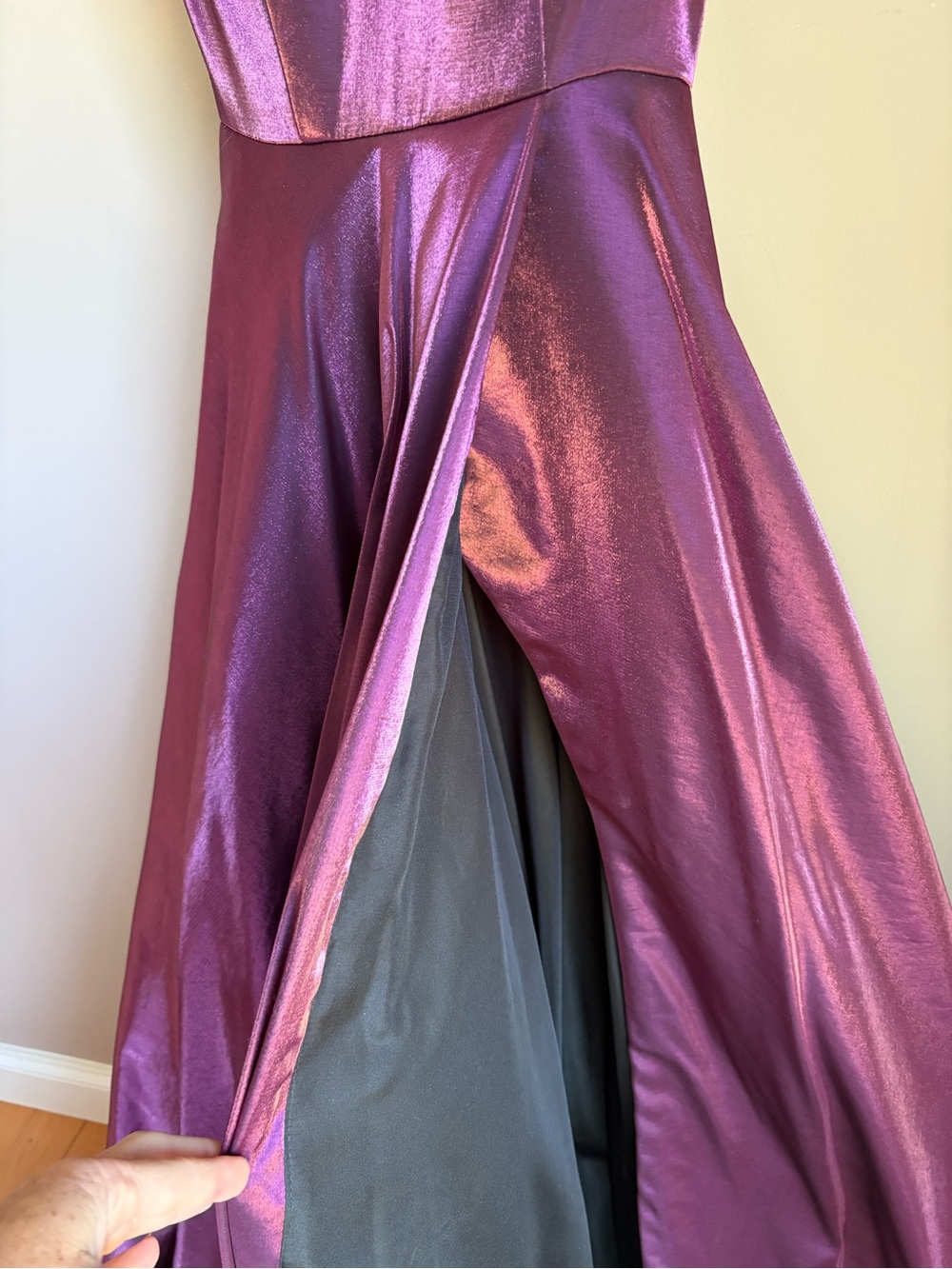 Sherri Hill Satin A-Line Prom Dress Gown Special Occasion Deep Purple Size 0 - Picture 5 of 12